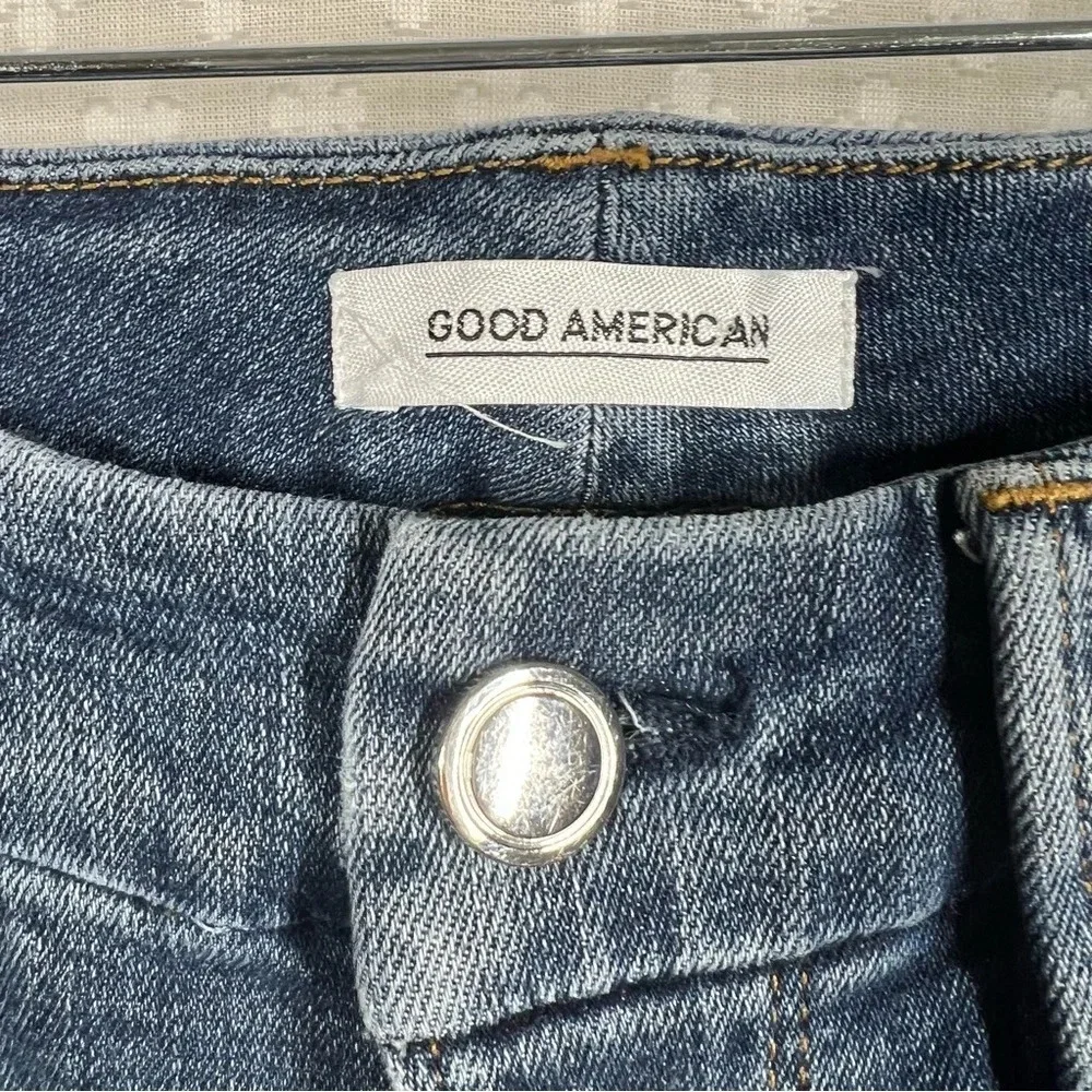 Good American Women Jeans‎ Sz 25 Dark Wash Good Legs Crop High Rise Distressed